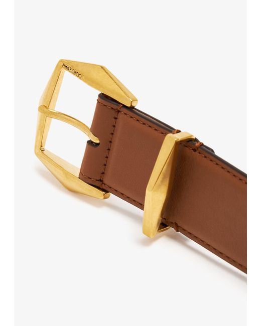 Jimmy Choo Brown Diamond Clasp Belt