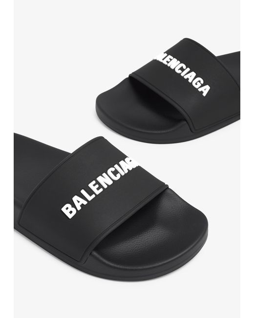 Balenciaga White Logo Rubber Slides