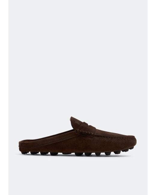 Tod's White Gommino Bubble Suede Mules for men