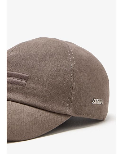 Zegna Gray Oasi Lino Baseball Cap for men