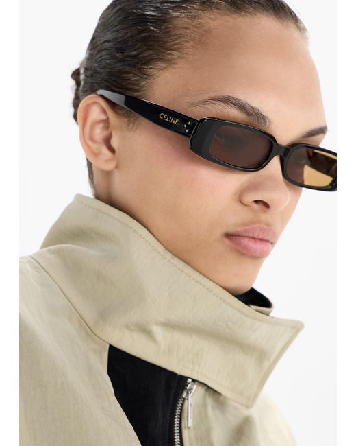 Céline White 3 Dots Rectangular Sunglasses