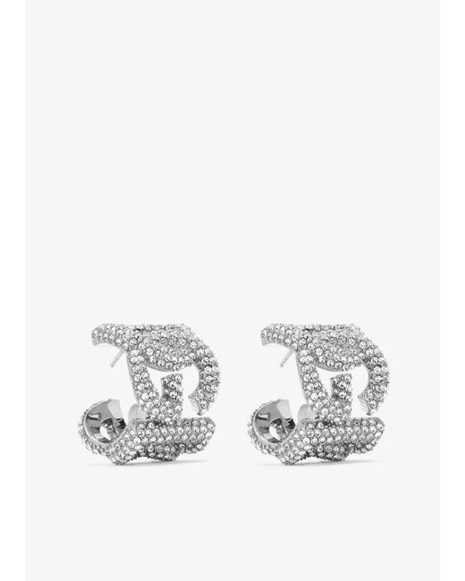 Dolce & Gabbana White Dg Logo Rhinsetone Earrings