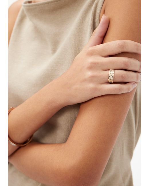 Tory Burch Metallic T Monogram Enamel Ring