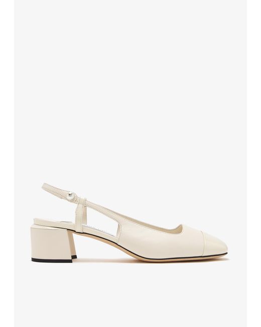 Jimmy Choo White Elisa 45 Slingback Pumps