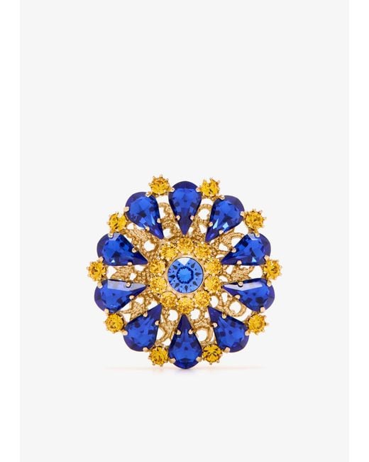 Dolce & Gabbana Blue Rhinestone Brooch for men