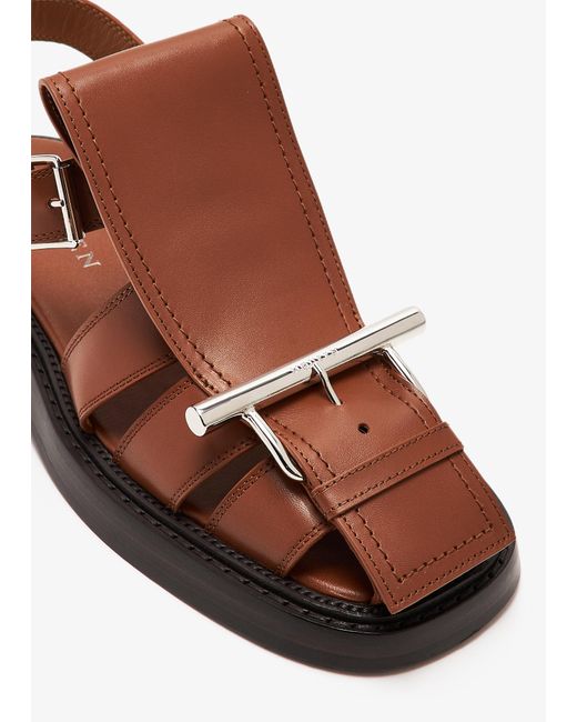 Alexander McQueen Brown T-Bar Caged Sandals
