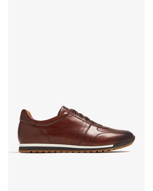 Magnanni Shoes Brown Leather Sneakers for men