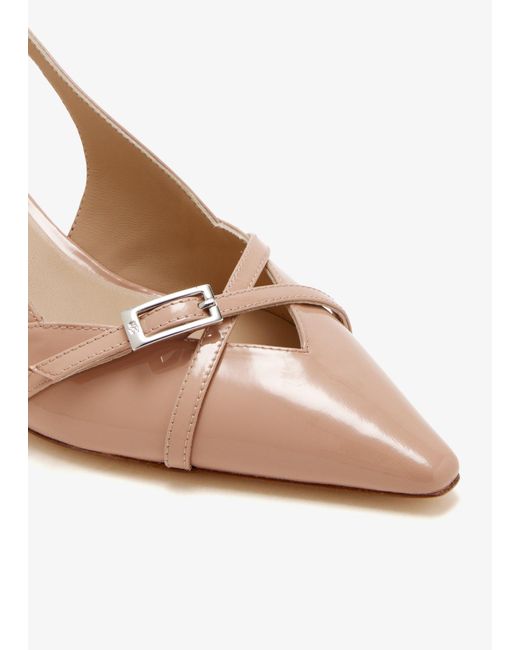 Stuart Weitzman White Georgie 50 Slingback Pumps