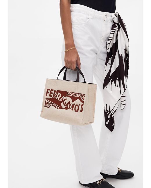 Ferragamo Natural Logo S Tote Bag