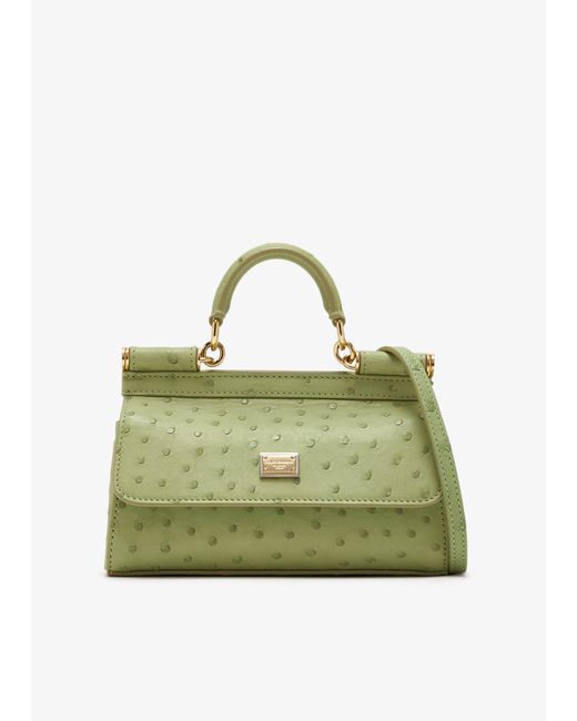 Dolce & Gabbana Green Small Sicily Ostrich Leather Bag
