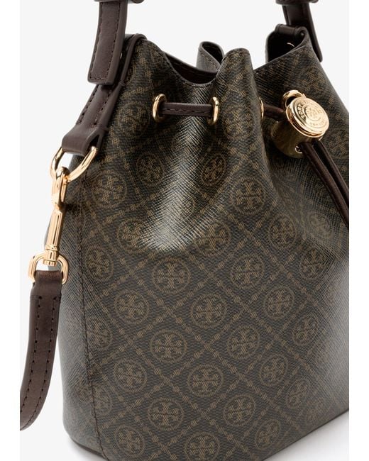 Tory Burch Black T Monogram Mini Bucket Bag