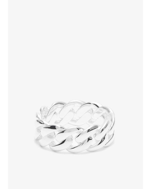 Common Lines White Cuban Link Ring for men