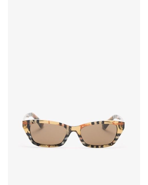 Burberry Natural Gradient Check Rectangular Sunglasses