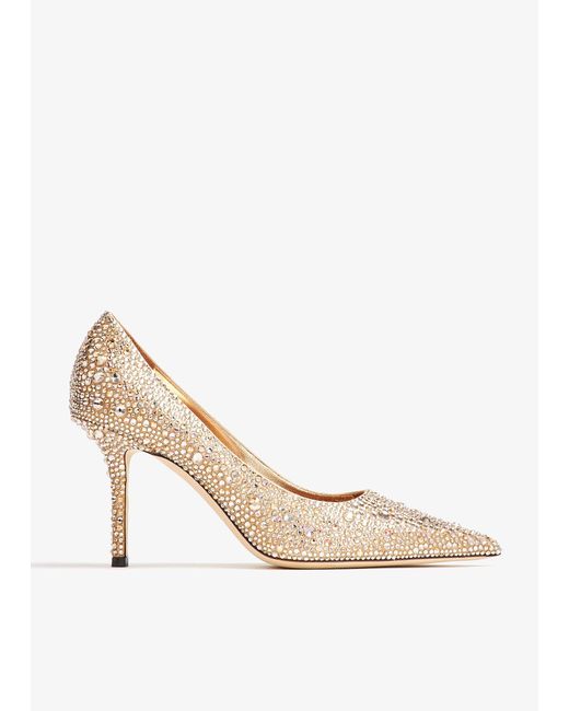 Jimmy Choo Gold Mix Crystal Love 85 Pumps
