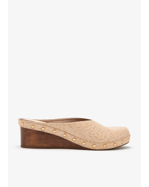 Farm Rio Natural Embossed Wedge Clogs