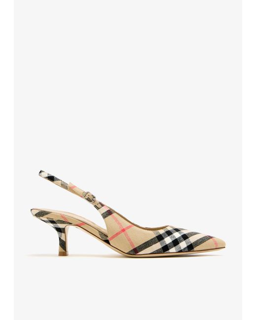 Burberry White Dame Slingback Pumps