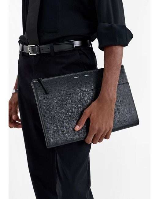 GRAMS28 Black 114 Leather Tech Folio for men