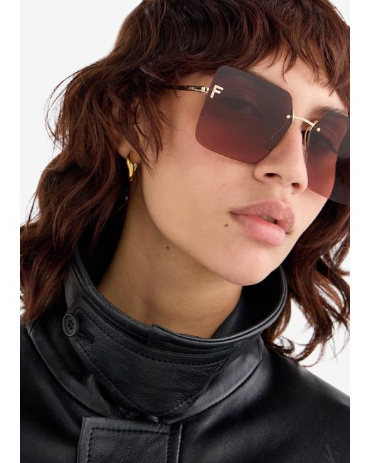 Fendi Pink First Crystal Square Sunglasses