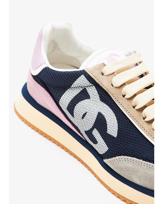 Dolce & Gabbana Blue Mixed-Material Dg Cushion Sneakers