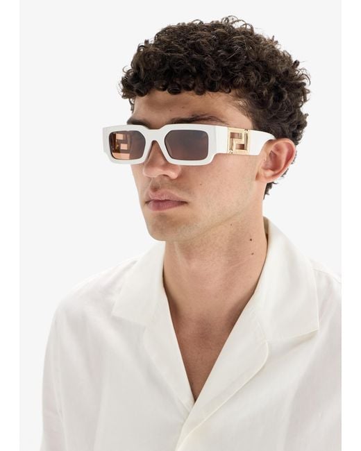 Versace White Rectangular Sunglasses for men