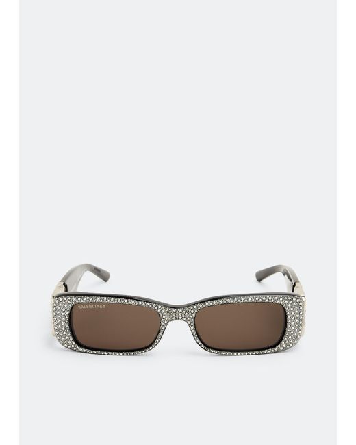 Balenciaga White Dynasty Rectangle Sunglasses