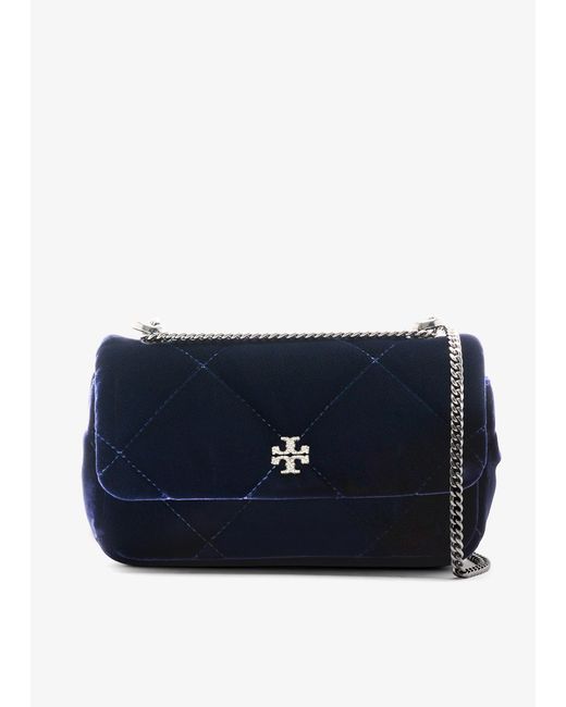 Tory Burch Women's Blue Mini Kira Diamond Quilt Flap Bag