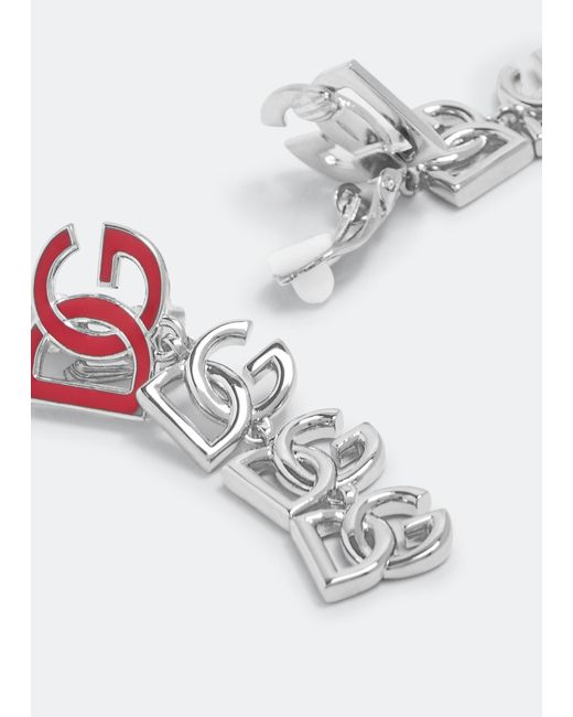 Dolce & Gabbana White Dg Logo Long Earrings