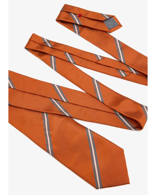 Brunello Cucinelli White Striped Silk Tie for men