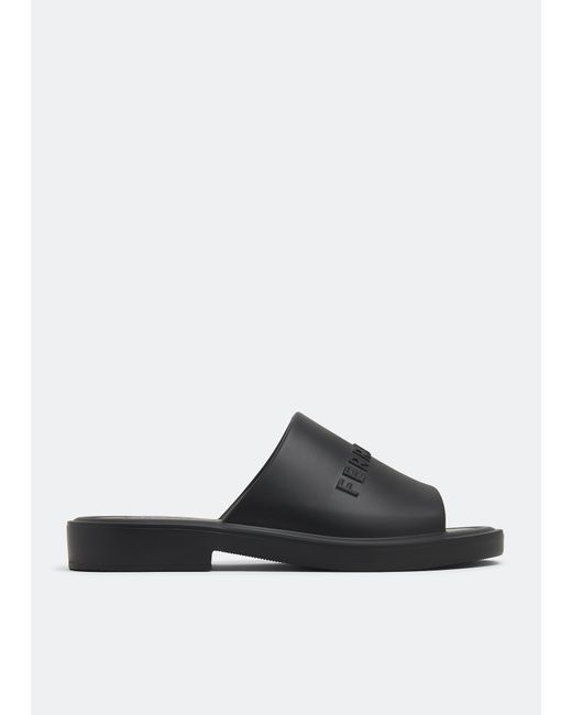 Ferragamo Black Giuneva Slide Sandals for men