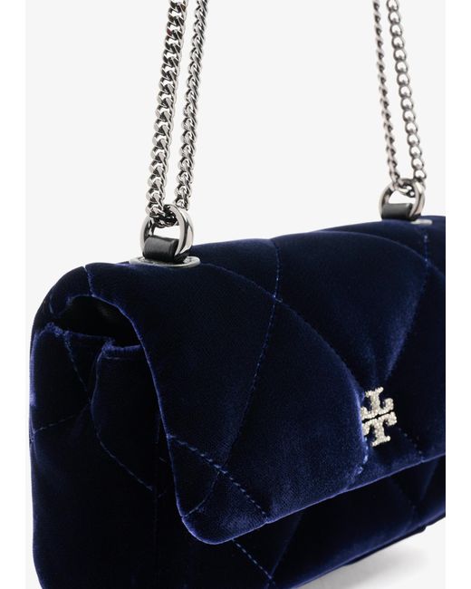 Tory Burch Women's Blue Mini Kira Diamond Quilt Flap Bag