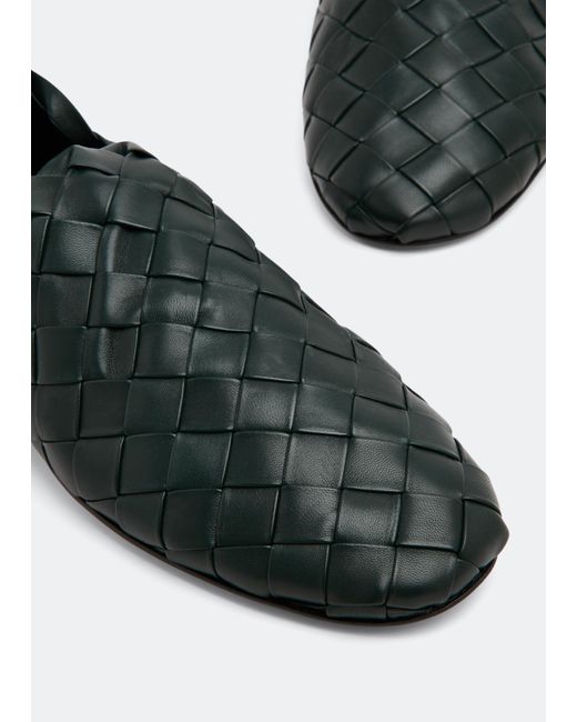 Bottega Veneta Black Intreccio Leather Slippers for men