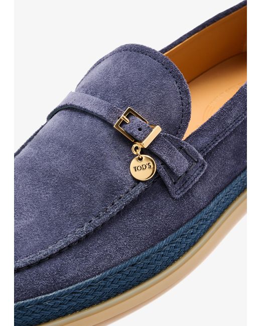 Tod's Blue Suede Loafers