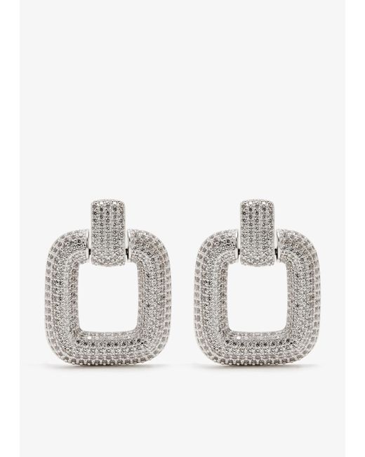 Self-Portrait White Crystal Knocker Earrings