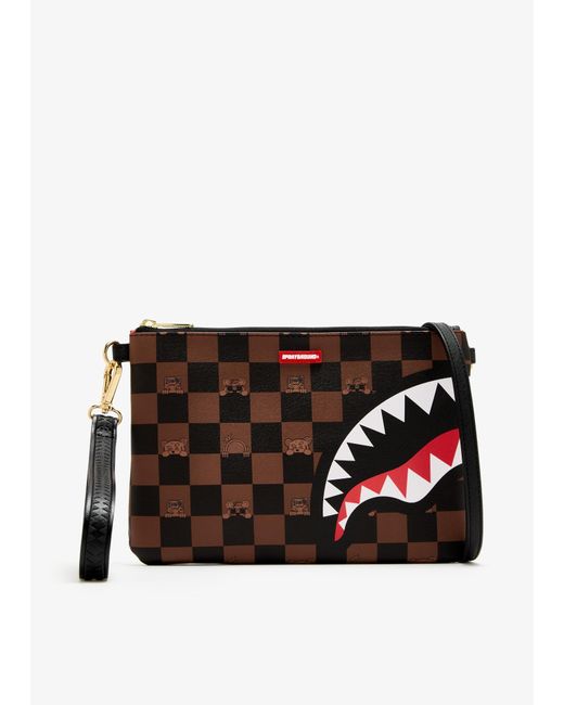 Sprayground Black Peeking Character Check Pouchette for men