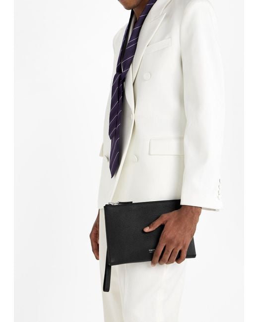 Tom Ford Black Leather Slim Pouch for men