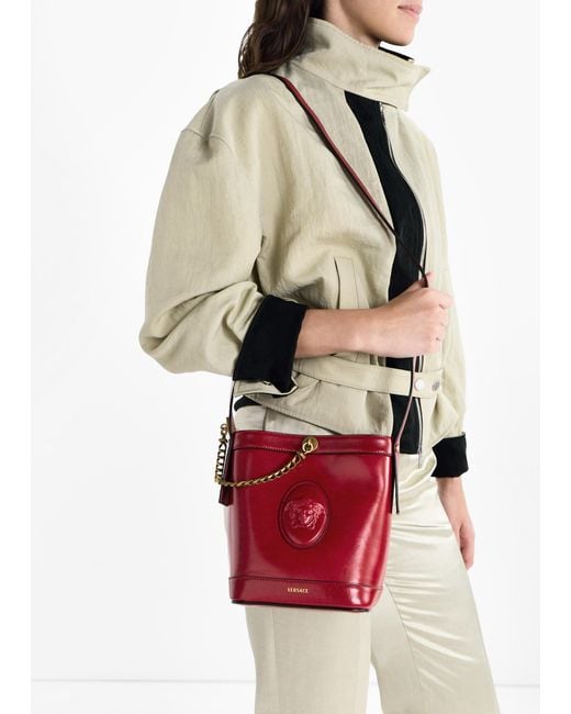 Versace Red Pivot Small Bucket Bag