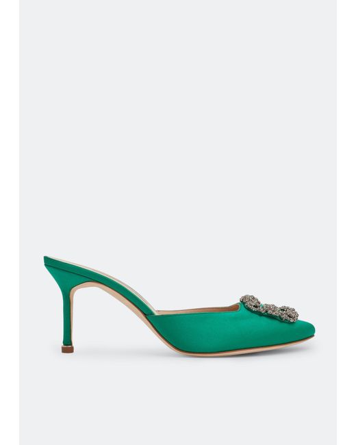 Manolo Blahnik Green Hangisimu Mules