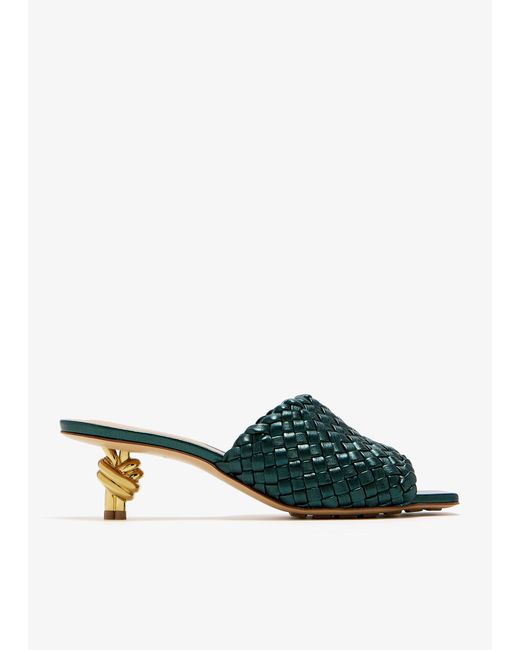 Bottega Veneta Green Knot Intrecciato Mules