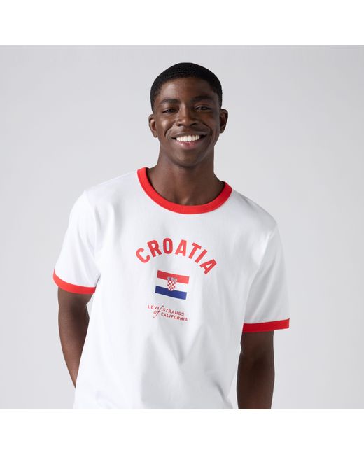 Camiseta Ringer De Croacia Levi's de hombre de color White