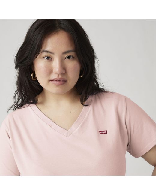 Levi's Pink V Neck Tee (Plus Size)