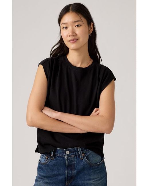 Levi's Black Pleated Muscle Tank Top