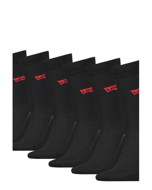 Levi's Black Regular Cut Batwing Logo Socks 6 Pack for men