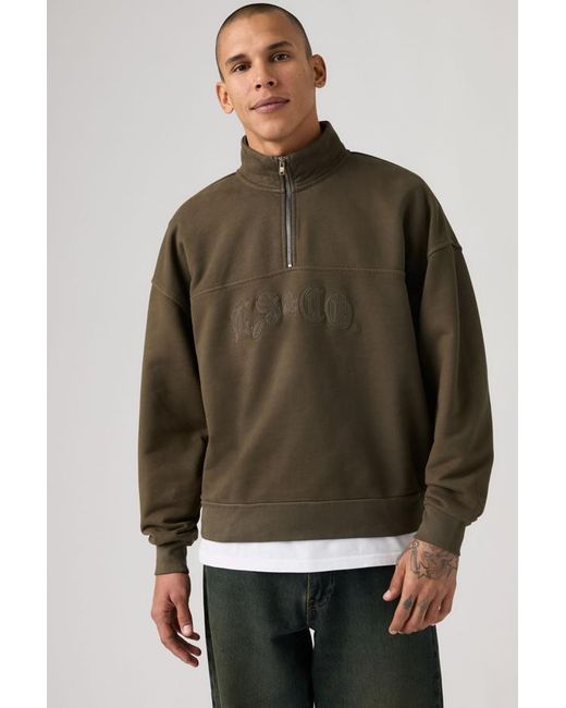 Levi's Green Boxy Quarter Zip Sweatshirt for men