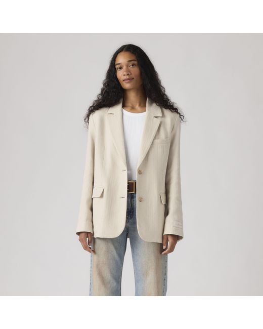 Levi's Stella Relaxed Blazer Van Katoen En Linnen in het Natural