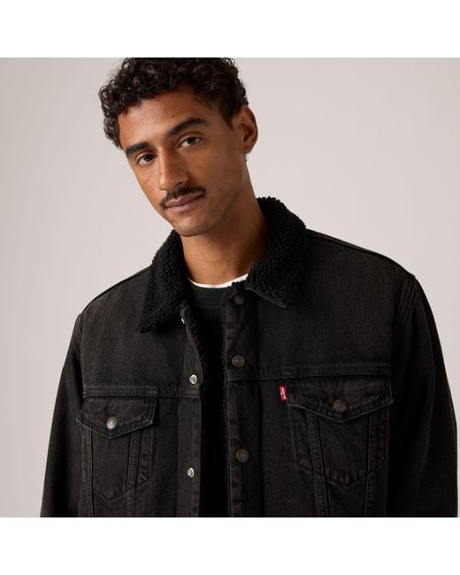 Levi's Black Relaxed Sherpa Trucker Jacket for men
