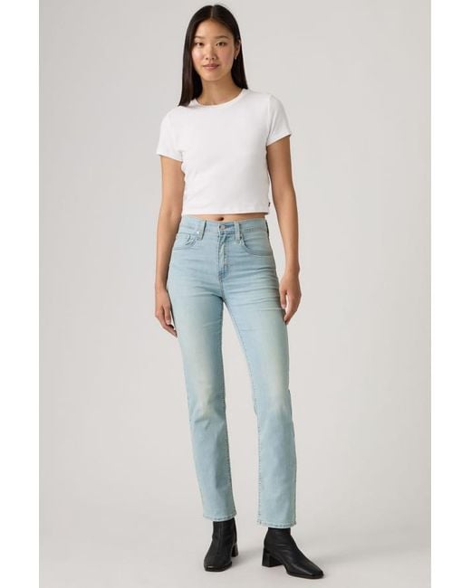 Levi's Blue 724 High Rise Straight Lightweight Jeans
