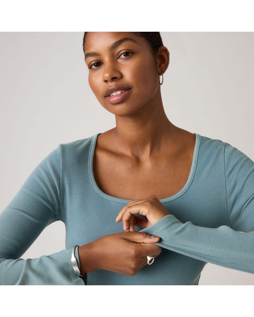 Levi's Blue Essential Square Neck Long Sleeve Tee