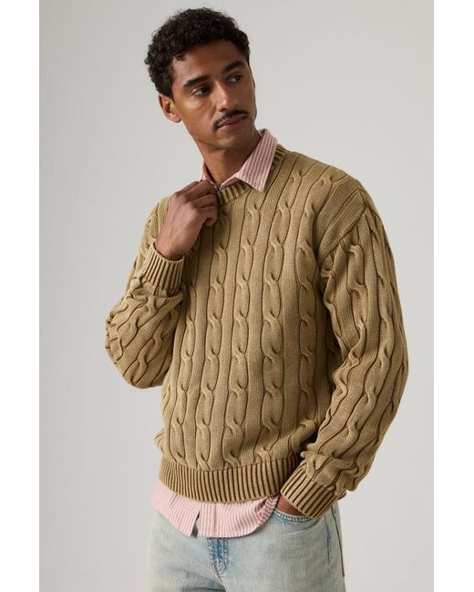 Levi's Brown Carmel Cable Crewneck Sweater for men