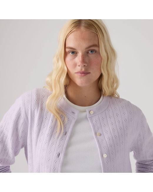 Levi's Purple Supersoft Pointelle Crewneck Cardigan