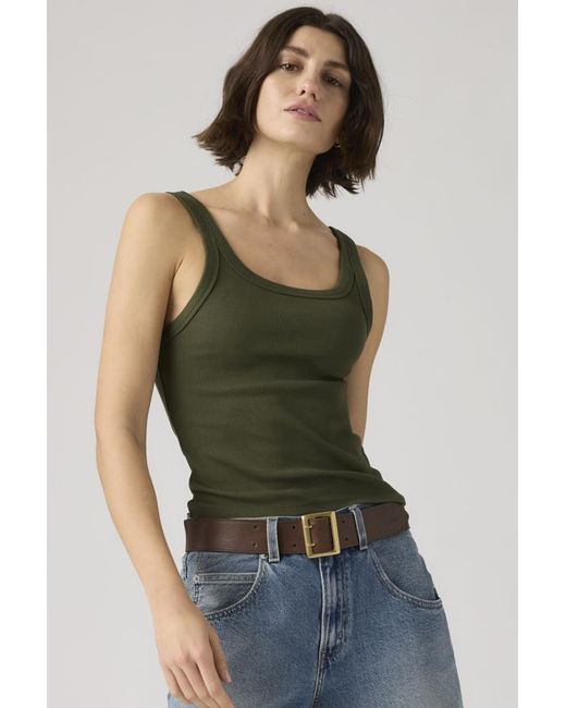Levi's Green Essential Ribbed Tank Top